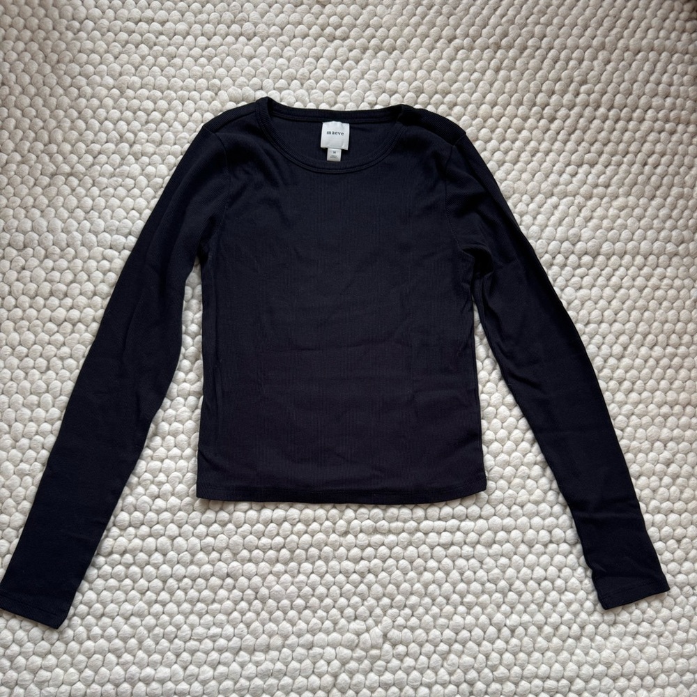 The Blair Stretch Cotton Crew-Neck Long-Sleeve Baby Tee by Maeve